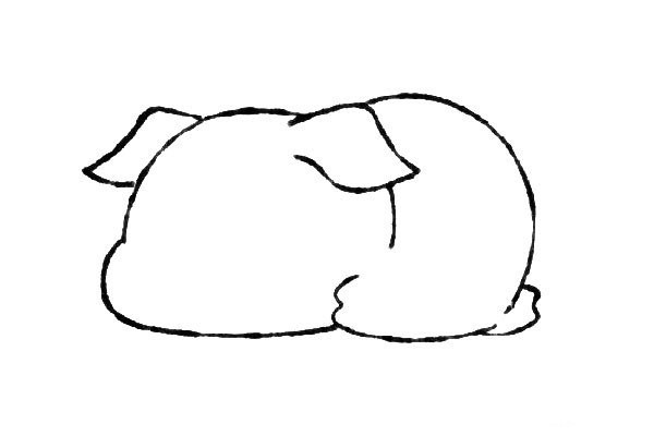 How to draw a pig lying on the ground