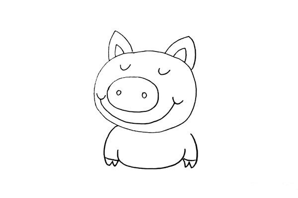 How to draw a happy pig