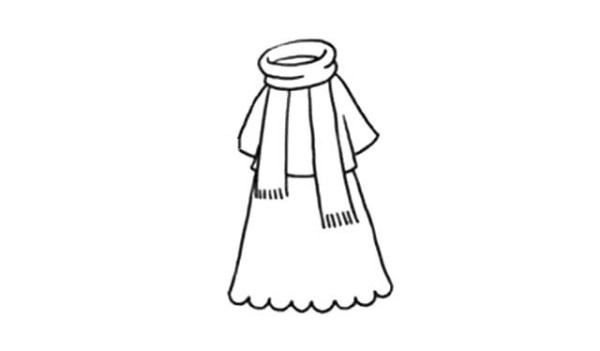 How to draw a scarf and dress for your beautiful mother