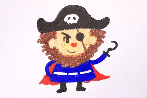 How to draw a bearded pirate with oil pastels