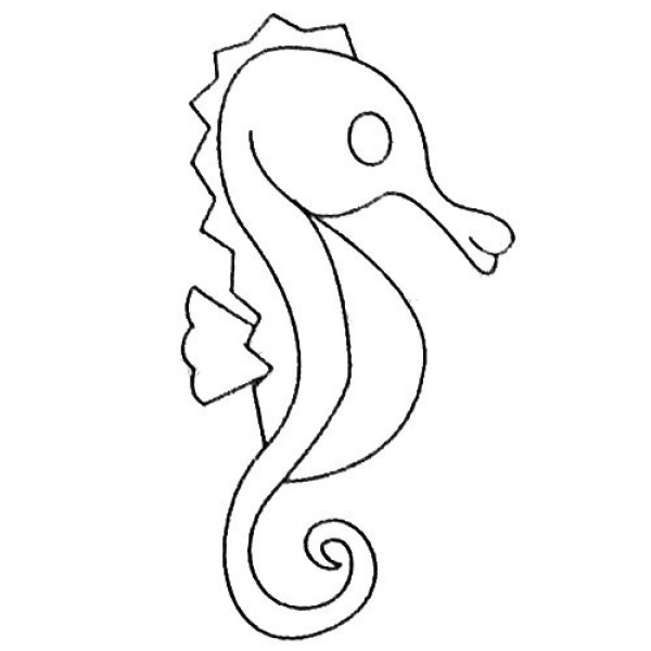 Complete collection of seahorse simple strokes and drawing steps