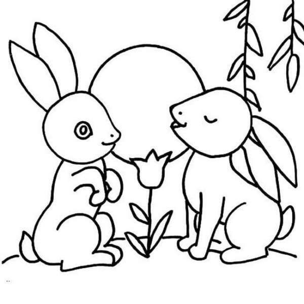 Collection of simple drawings of rabbits Simple drawings of rabbits under the moonlight