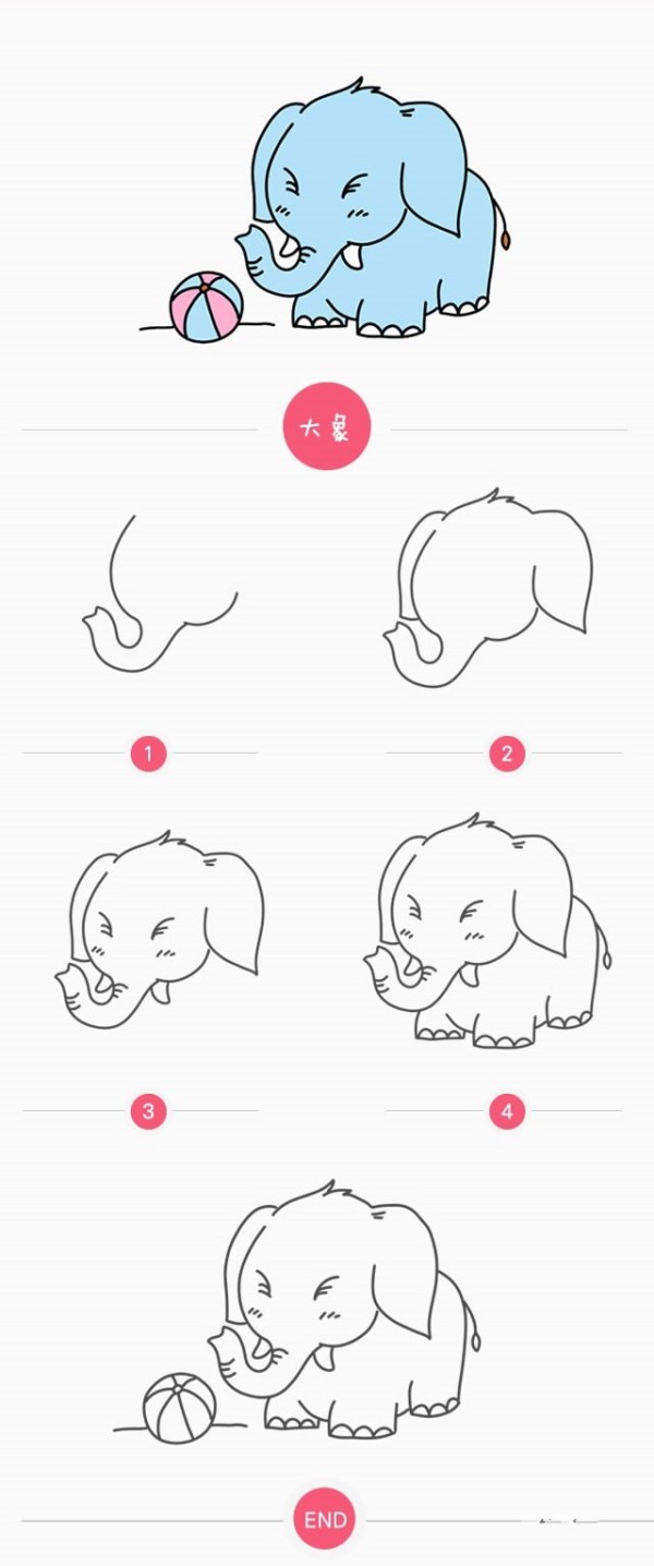 How to draw a baby elephant in simple strokes