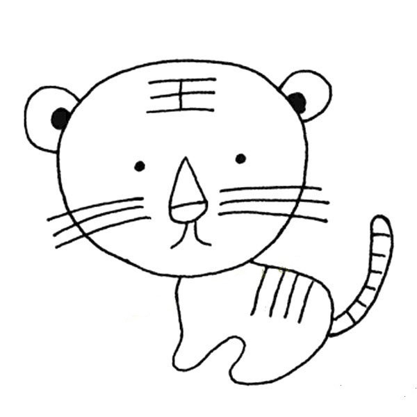 Simple drawing of silly little tiger