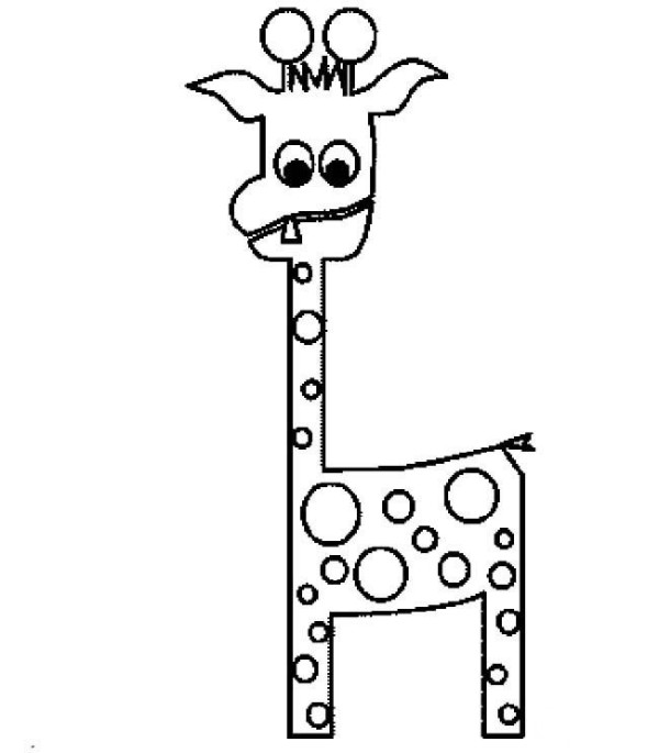 A set of simple drawing pictures of cartoon giraffes