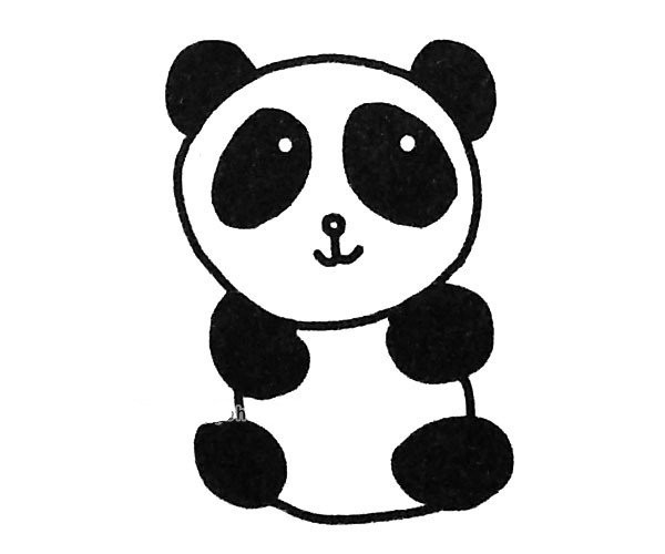 A set of super cute simple drawings of giant pandas