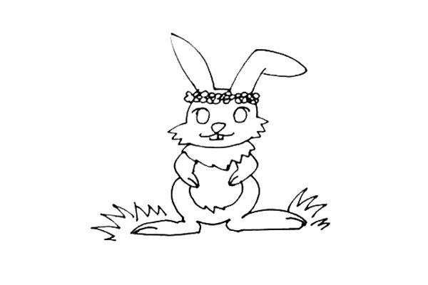 Rabbit wearing a garland