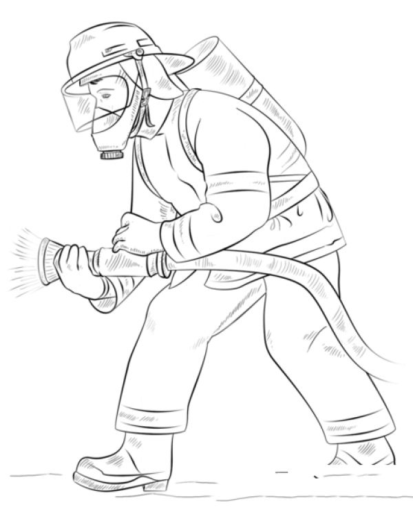 How to draw a firefighter