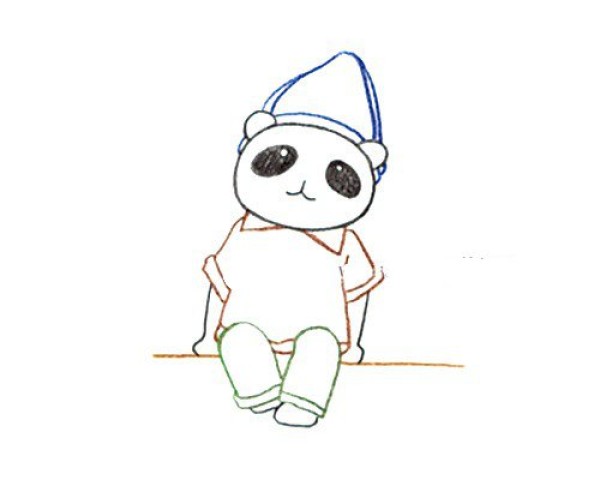 Draw a sitting giant panda