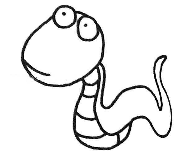 Learn to draw a cartoon snake in four steps