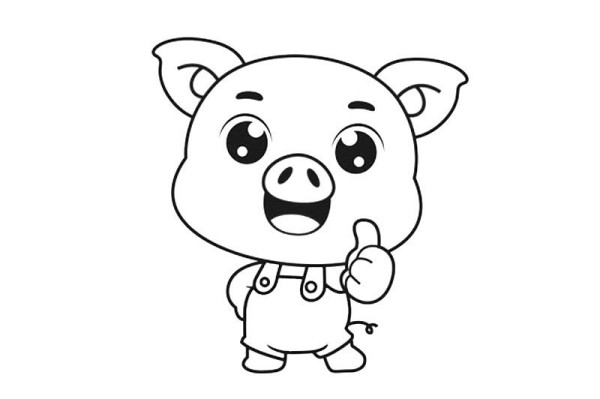 5 simple drawings of cartoon piglets in the Year of the Pig