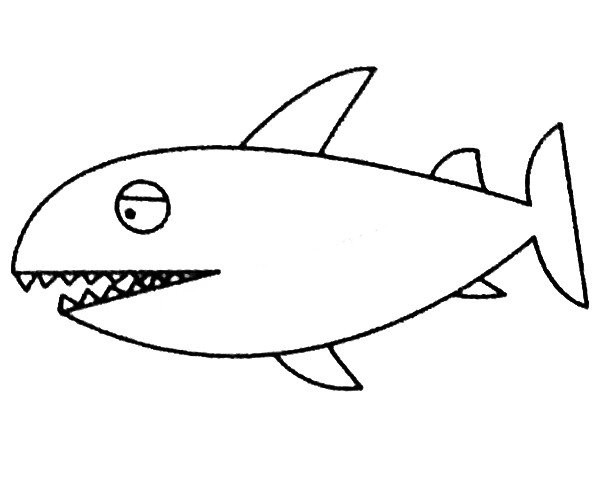 Complete collection of shark simple strokes and drawing steps