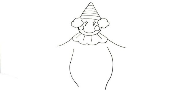 Draw a simple drawing of a circus clown