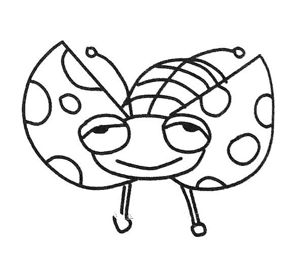 A set of simple drawing pictures of cartoon ladybugs