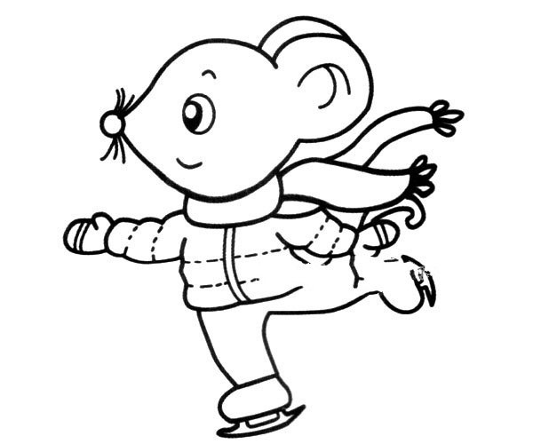 Simple drawing picture of skating mouse