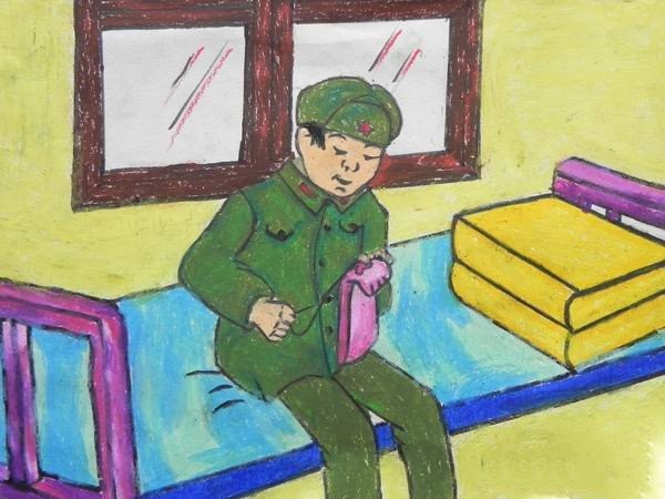 Childrens drawing pictures of Lei Feng stories - Careful Lei Feng