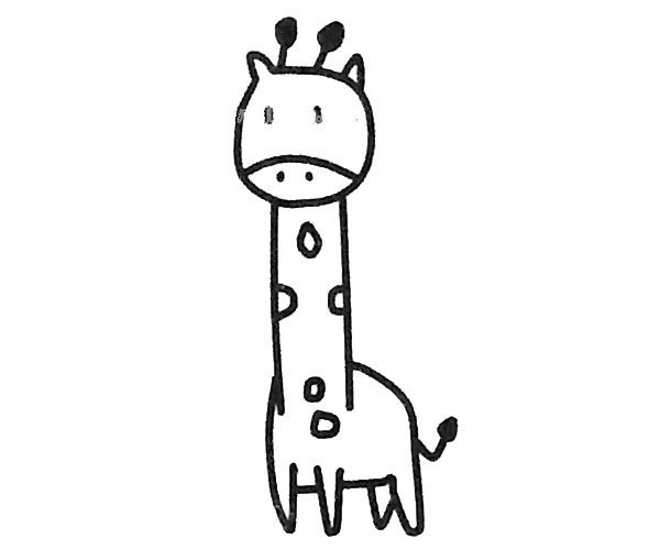 A set of cute giraffe simple drawing pictures