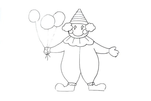 Draw a simple drawing of a circus clown