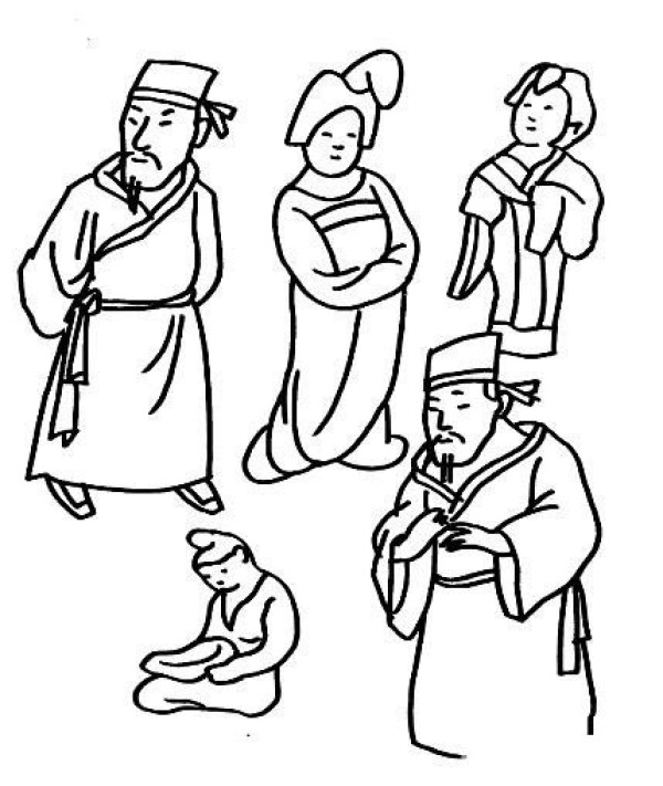 Childrens simple drawings of ancient costume characters