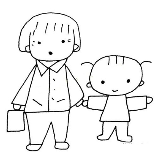 Grandma picks me up from school simple drawing picture