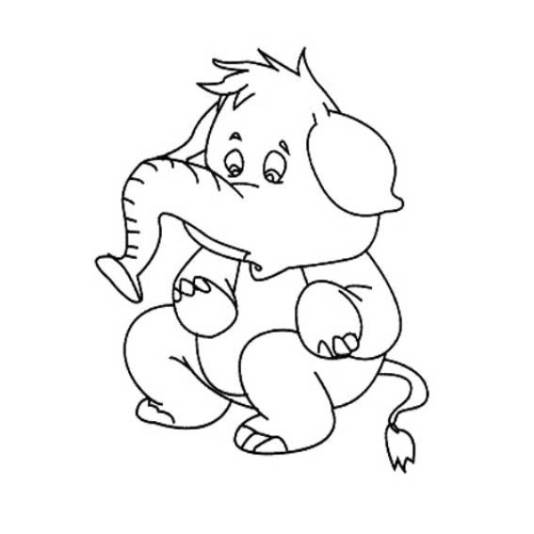 A simple drawing of a baby elephant repenting for doing something wrong