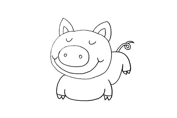 How to draw a happy pig