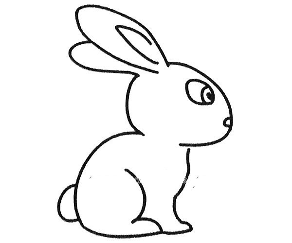 Six simple drawing pictures of cute little rabbits