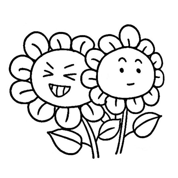 Childrens simple drawing of cute sunflower