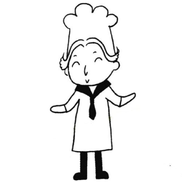 Grasp the characteristics of the character and draw a chef in simple strokes