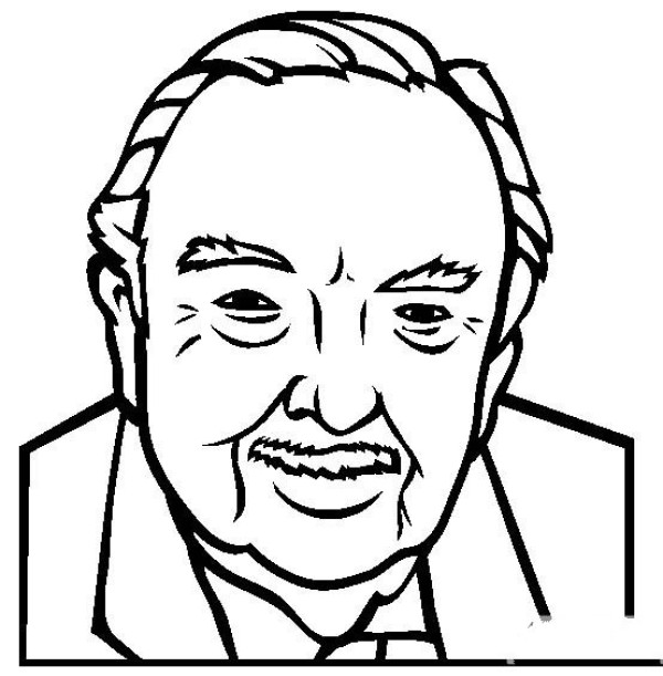 Historical Figures Pictures Simple Drawing Portrait of Walter Cronkite