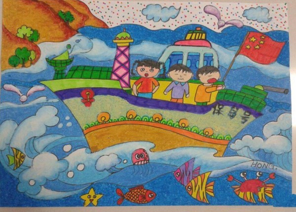 A complete collection of childrens drawings for traveling on National Day