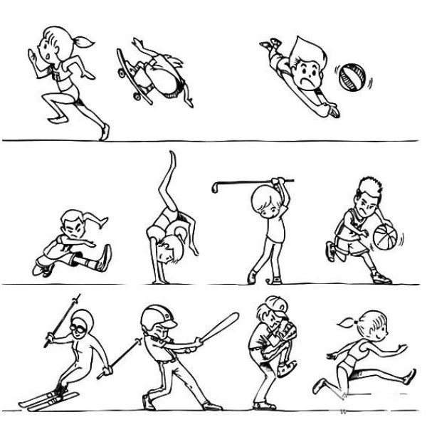 Simple strokes of sports figures