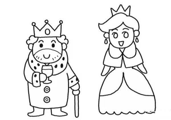 Step by step drawing of king and queen