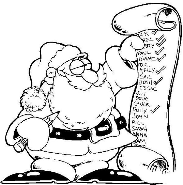 Santa Claus looking at gift list