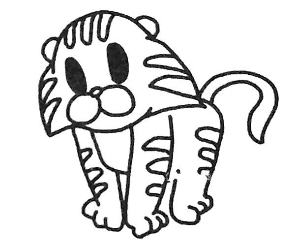 Cute little tiger simple drawing tutorial