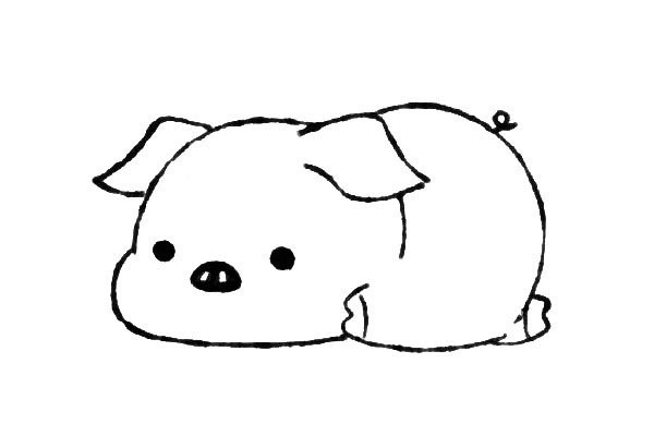 How to draw a pig lying on the ground