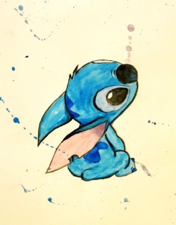 Appreciation of the cute Stitch foreign cartoon watercolor paintings