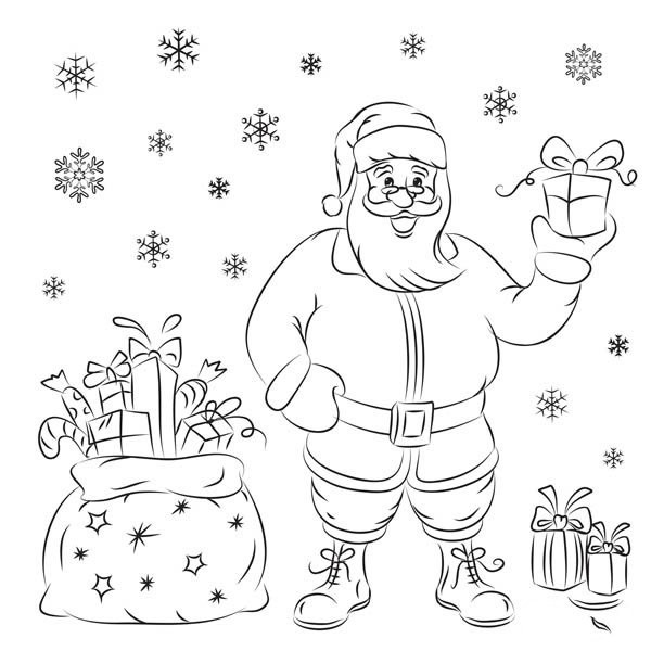 Simple drawing of Santa Claus in the snow