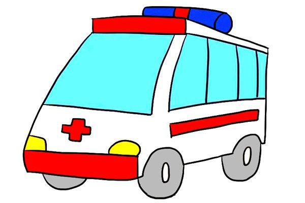 How to draw a simple cartoon ambulance