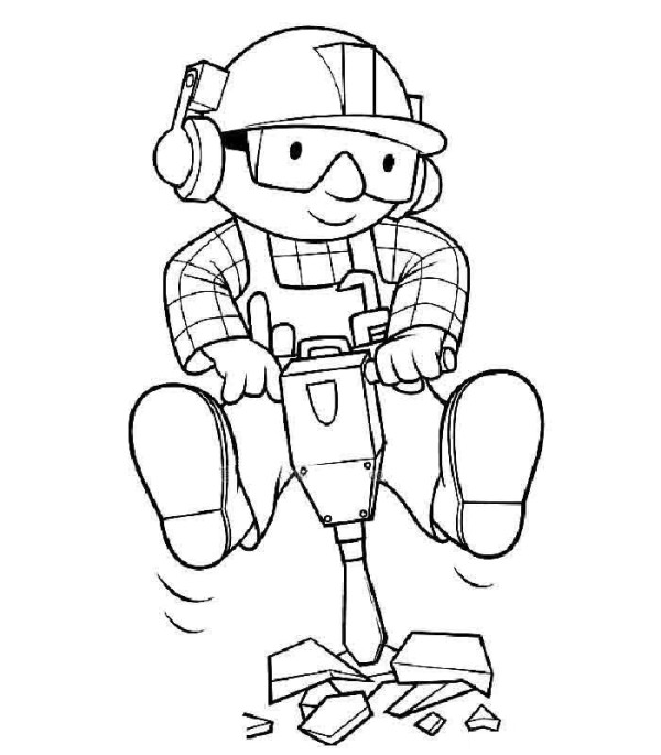 Simple drawing of drilling worker