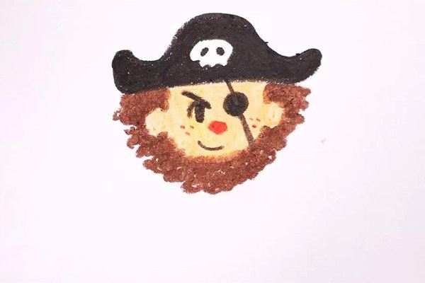 How to draw a bearded pirate with oil pastels