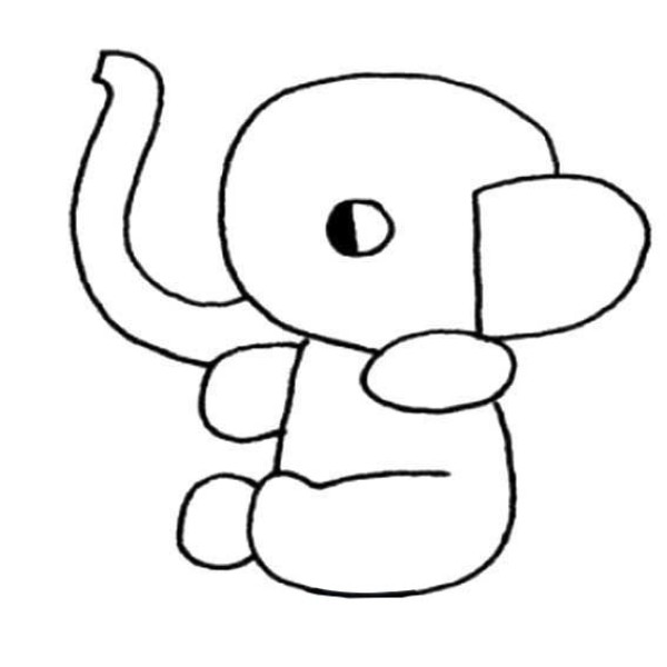 Paper-cut cartoon elephant simple drawing