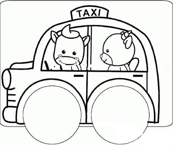 Cartoon Taxi Simple Drawing Picture