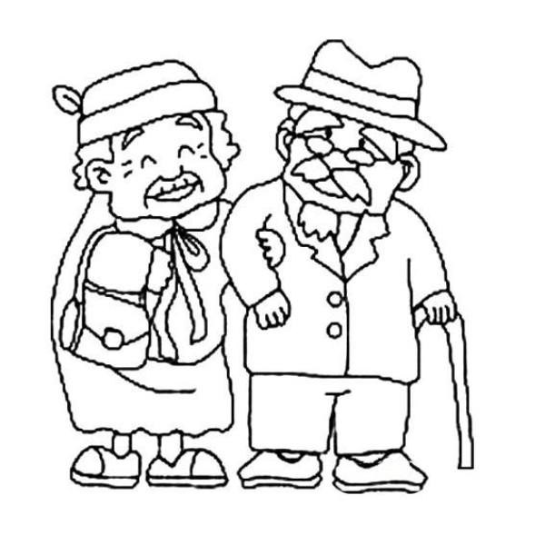 Simple drawing of grandpa and grandma