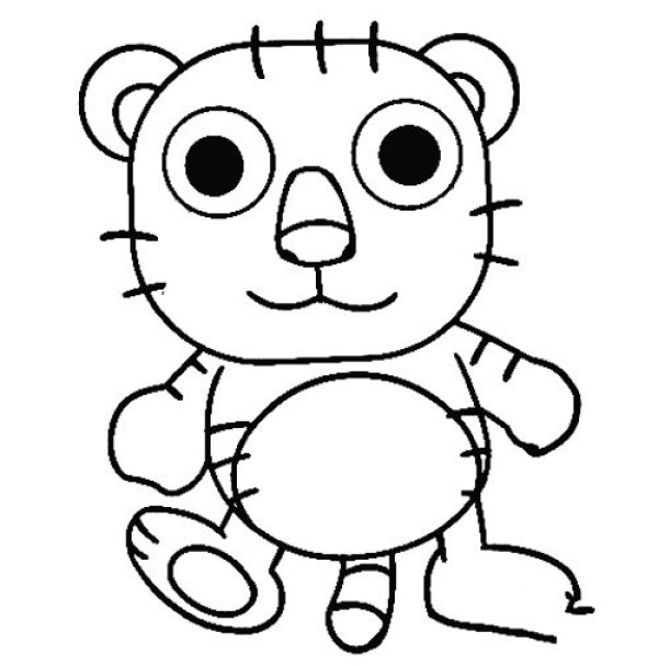 4 simple drawings of cute little tigers