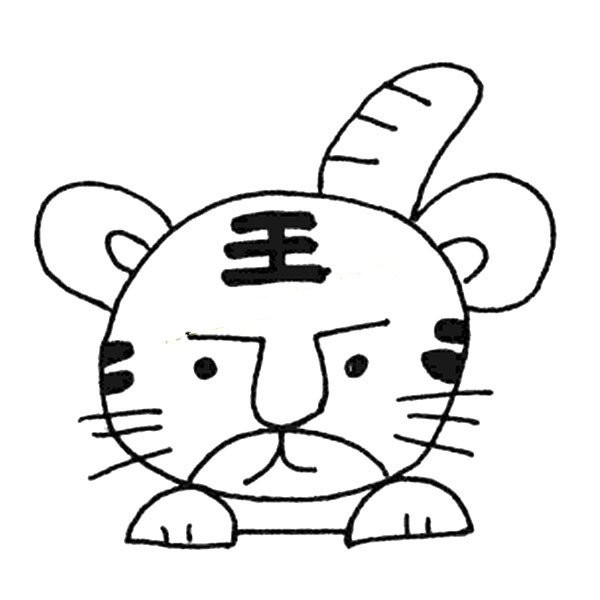 Two simple drawing pictures of little tigers