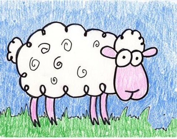 Appreciation of cute little sheep animal color pencil paintings