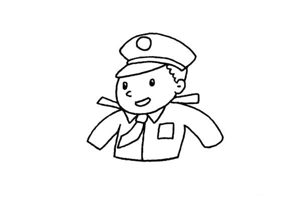 How to draw a police uncle with simple strokes