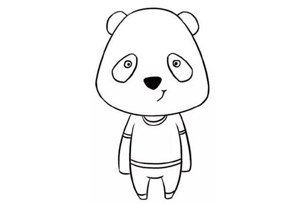 Cute cartoon giant panda simple drawing