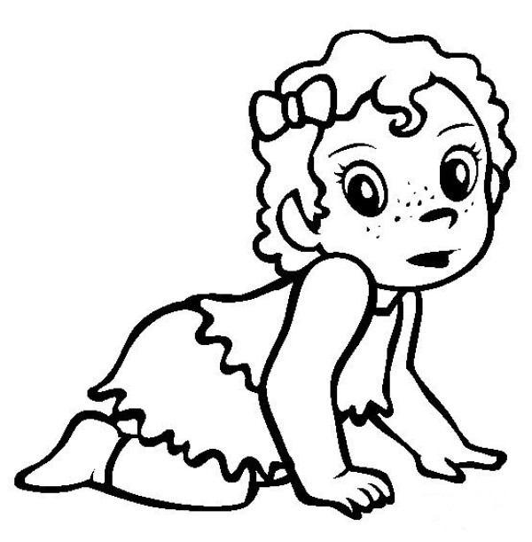 Little girl baby simple drawing picture